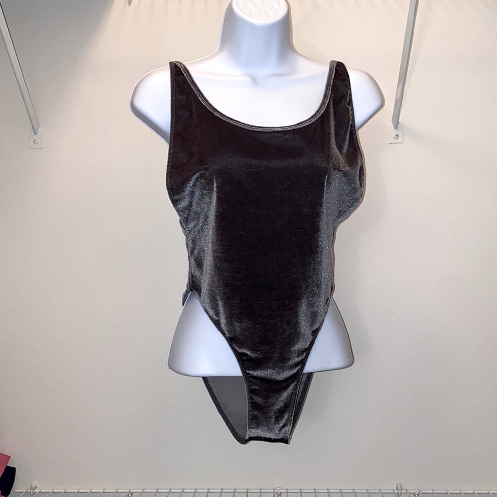 Grey velvet bodysuit